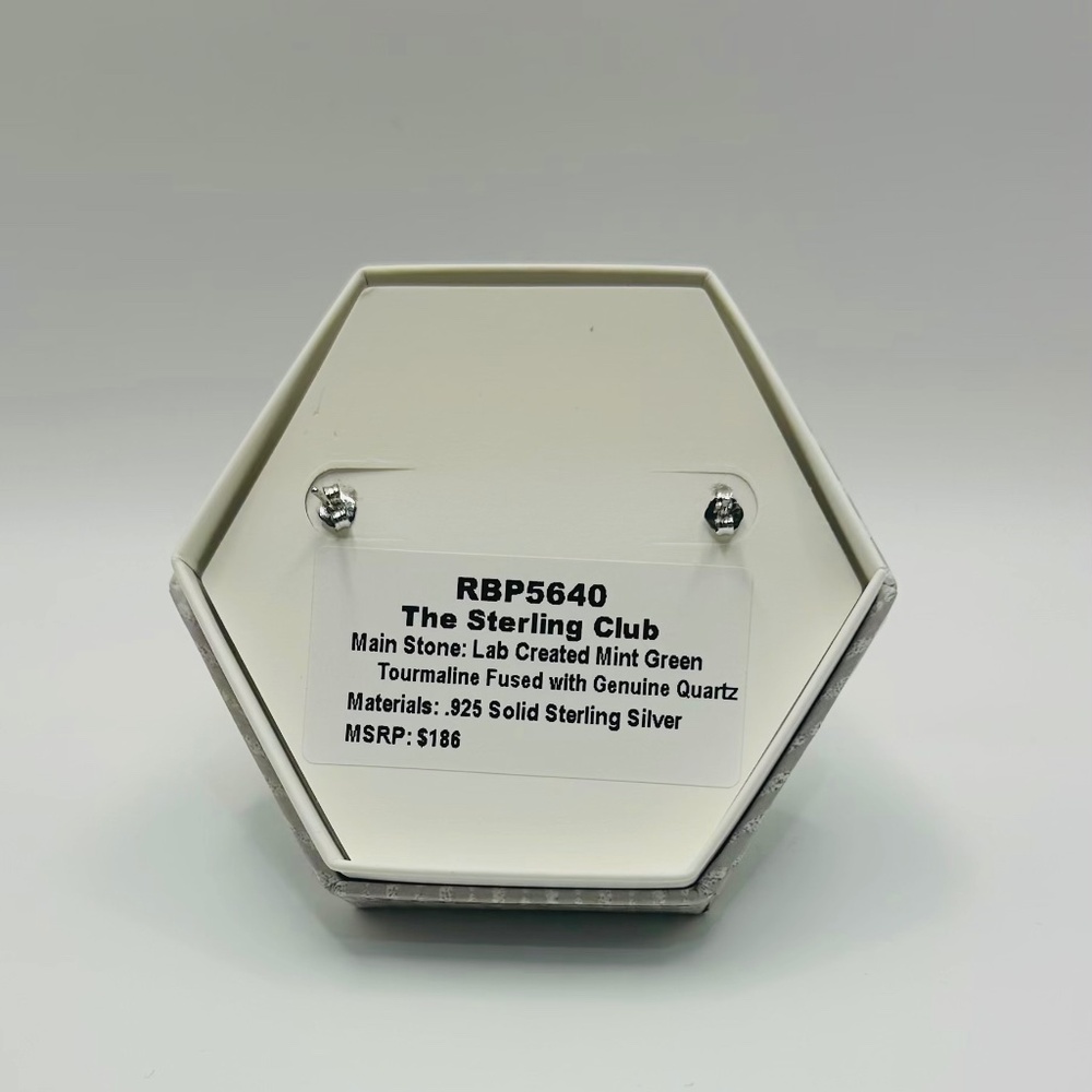 925 Solid Sterling Silver Stunning Mint Green Tou… - image 2